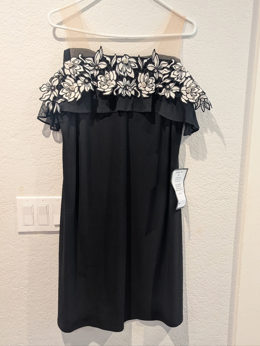 MSK Black Off-Shoulder Dress with Tag Detail